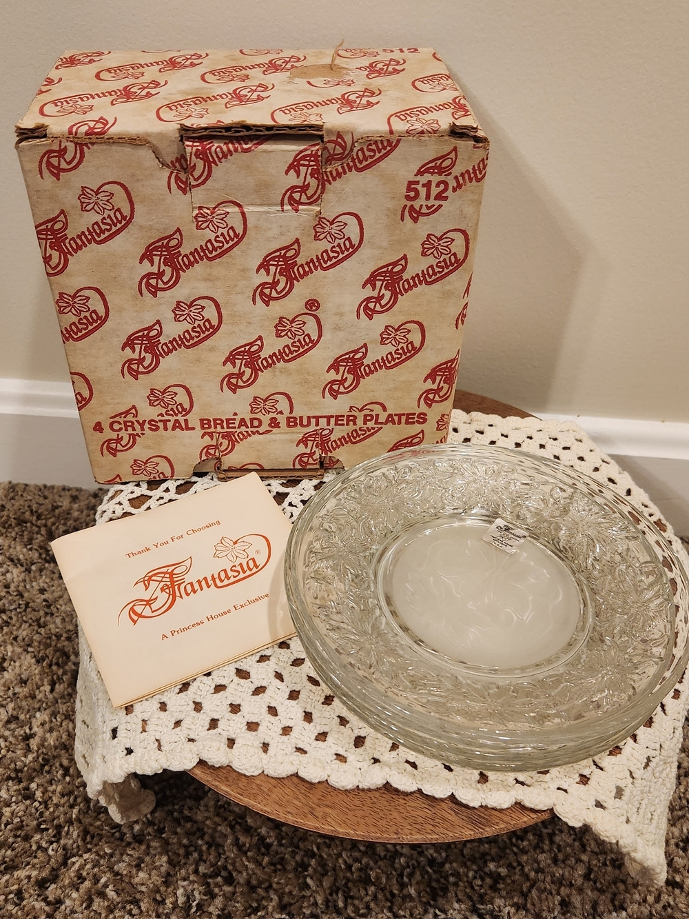 SET OF FOUR Princess House Fantasia Bread & Butter Plates #512 In Original Box